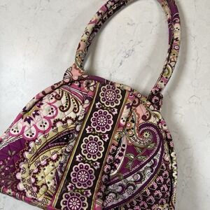 Vera Bradley Eloise Very Berry Paisley Floral Kiss Lock Purse Shoulder Bag Tote